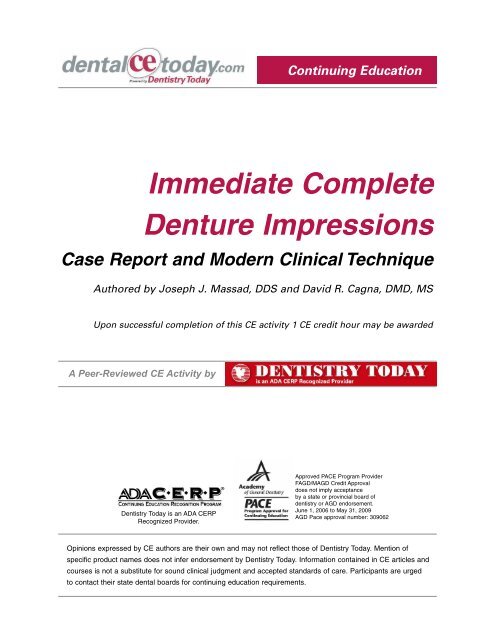Immediate Complete Denture Impressions - DentalCEToday