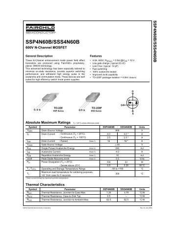 SSP4N60B/SSS4N60B 600V N-Channel MOSFET - Smanuals