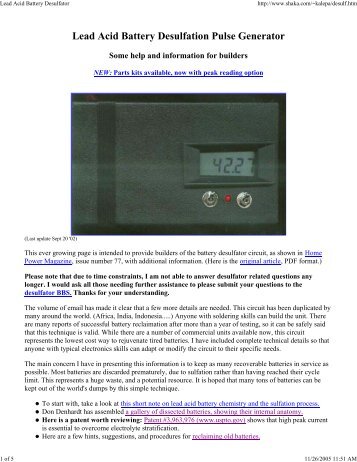 Lead Acid Battery Desulfator - V is for Voltage electric vehicle forum