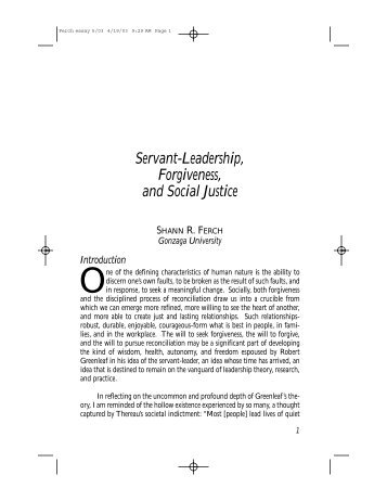 Servant-Leadership, Forgiveness, and Social Justice - Gonzaga ...