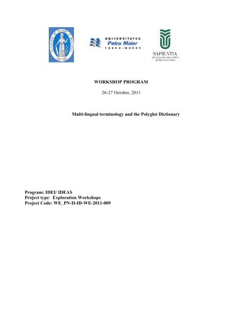 Program - Universitatea"Petru Maior"