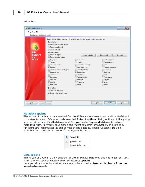 DB Extract for Oracle - User's Manual - EMS Manager
