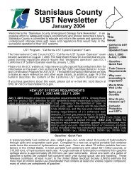 Underground Storage Tank Program Newsletter - Stanislaus County