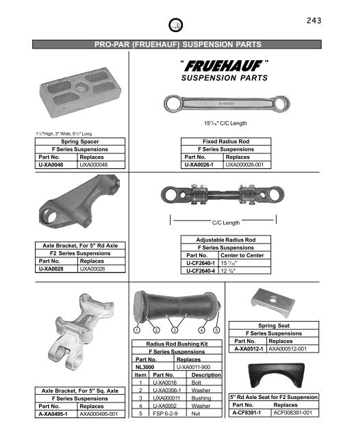 Reyco, Fruehauf, Misc., Suspension Parts - New Life