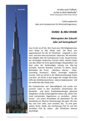 DUBAI & ABU DHABI Metropolen der Zukunft oder auf Sand gebaut?