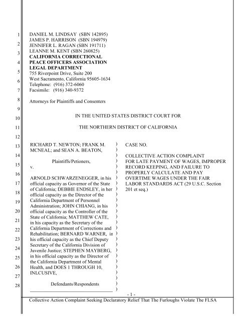 1 - Collective Action Complaint Seeking Declaratory Relief That The ...