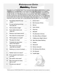 Shakespearean Quotes Matching Game