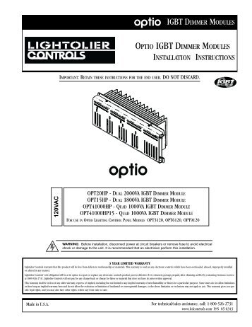 OPTIO IGBT DIMMER MODULES - Philips Lighting Controls