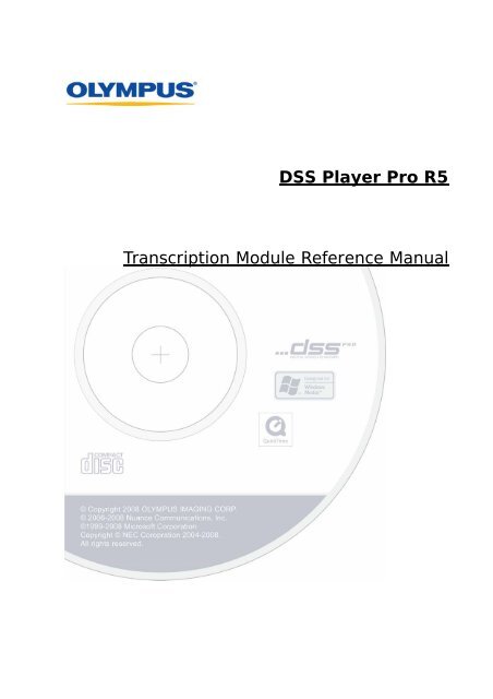 DSS Player Pro R5 Transcription Module Reference Manual - Sommer