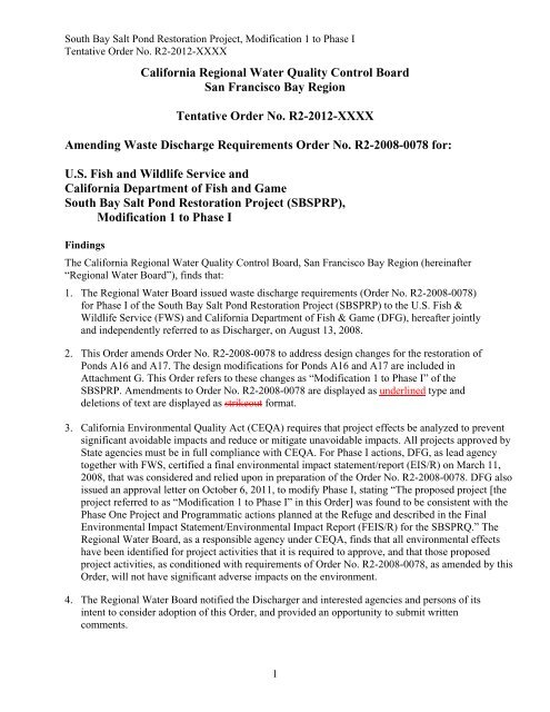 Tentative Order Pond A16-A17 - South Bay Salt Pond Restoration ...