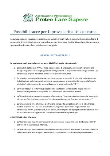 Possibili tracce per la prova scritta del concorso - FLC CGIL ...