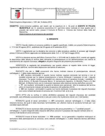 Determinazione dirigenziale n. 1351 del 9 ... - Comune di Rimini