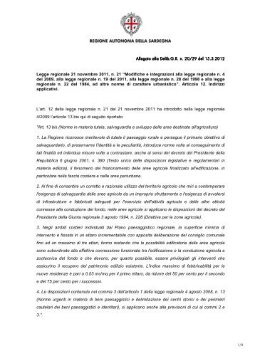 Allegato alla Delibera G.R. n° 20/29 del 15.05.2012 - Sardegna ...