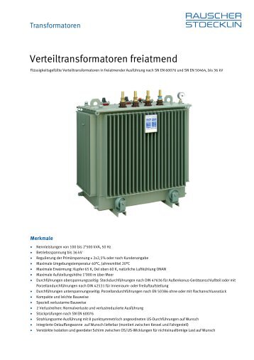 Verteiltransformatoren freiatmend - Rauscher & Stoecklin AG