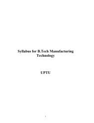 Syllabus for B.Tech Manufacturing Technology UPTU