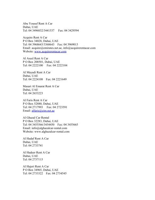 Abu Yousuf Rent A Car Emirates Driving Institute