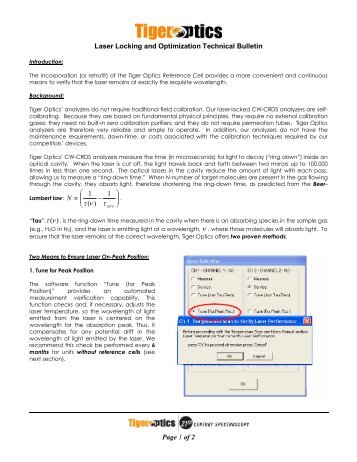 Laser Locking and Optimization (PDF) - Tiger Optics