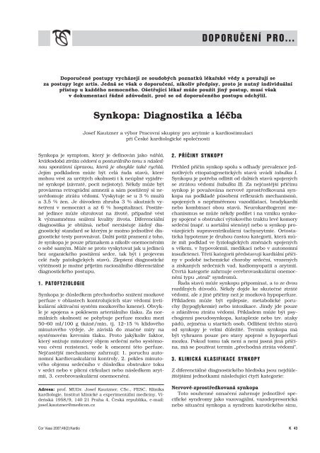 Synkopa: diagnostika a lÃ©Äba