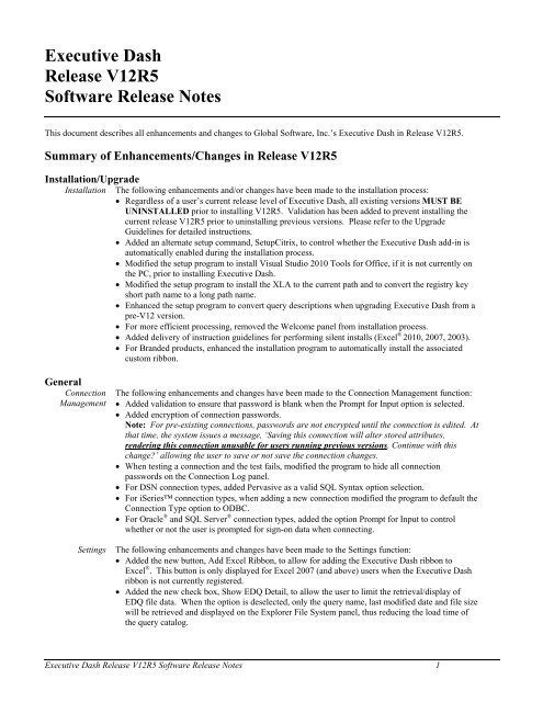 SW Release Notes - Suite 5.2.0 - Global Software, Inc.