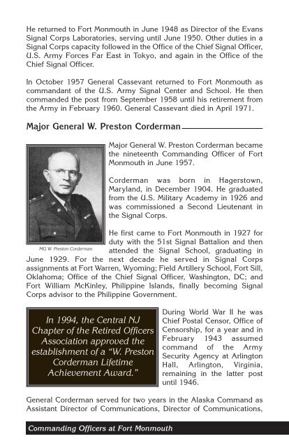 A History of the Commanding Officers at Fort Monmouth ... - CECOM