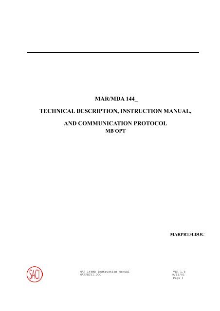 mar/mda 144_ technical description, instruction manual