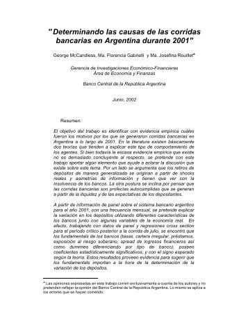 "Determinando las causas de las corridas bancarias en Argentina ...