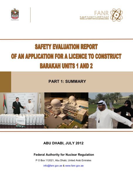 Safety Evaluation Report of Barakah Units 1 and