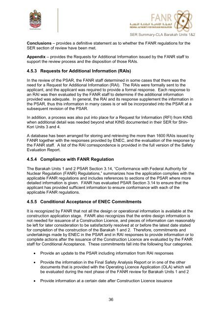 Safety Evaluation Report of Barakah Units 1 and