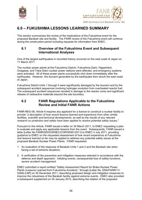 Safety Evaluation Report of Barakah Units 1 and