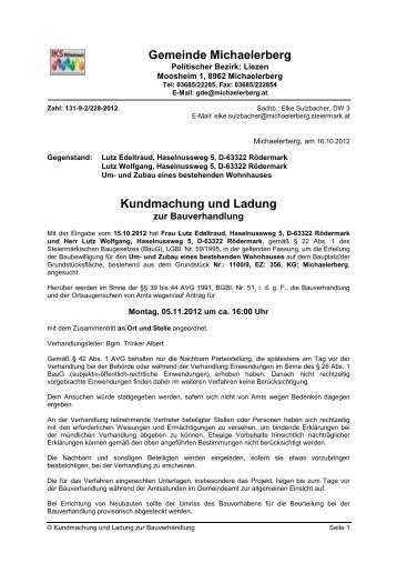 Kundmachung und Ladung - Gemeinde Michaelerberg