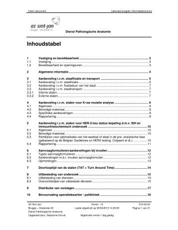 Inhoudstabel - AZ Sint-Jan Brugge