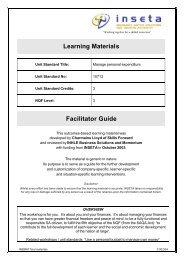Learning Materials Learner Guide - INSETA
