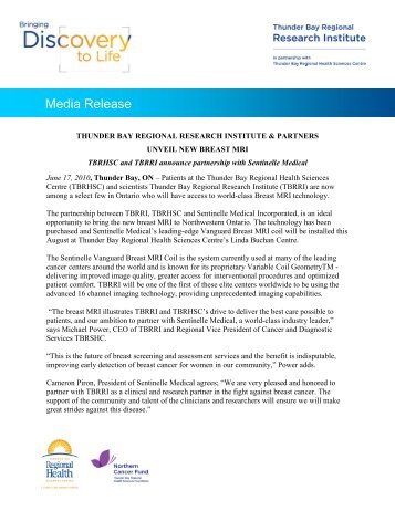 TBRRI and Partners Unveil New Breast MRI (PDF) - Thunder Bay ...