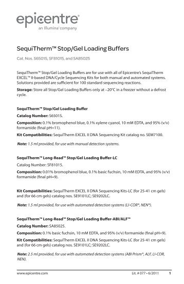 Protocol for SequiThermâ¢ Stop/Gel Loading Buffers