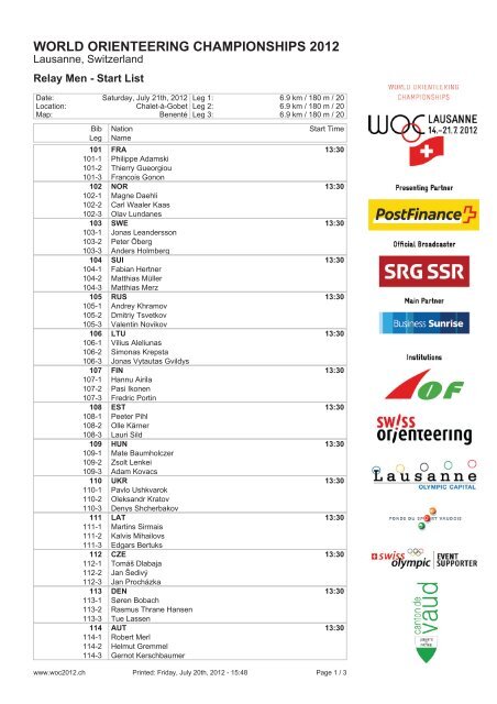 WORLD ORIENTEERING CHAMPIONSHIPS 2012 - WOC 2012