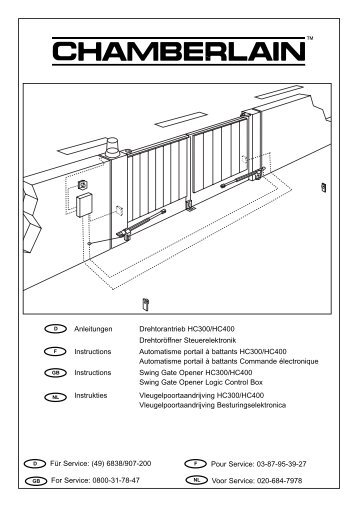 Anleitungen Drehtorantrieb HC300/HC400 ... - Chamberlain