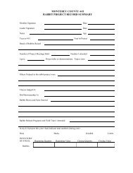 MONTEREY COUNTY 4-H RABBIT PROJECT RECORD SUMMARY