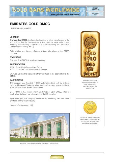 Emirates Gold Dmcc Gold Bars Worldwide
