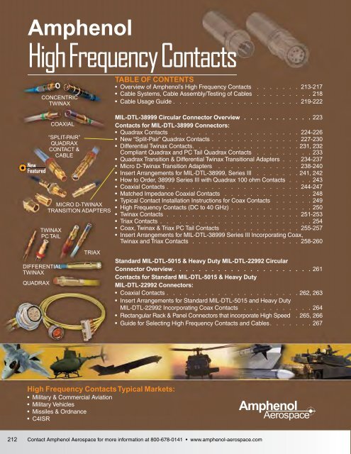 High Frequency Contacts for MIL-DTL-38999 - Amphenol Aerospace