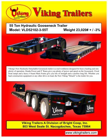 55 Ton Hydraulic Gooseneck Trailer Model: VLD52102-3-55T ...