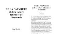 DE LA PAUVRETE et de la nature fétichiste de l'économie - L'autre