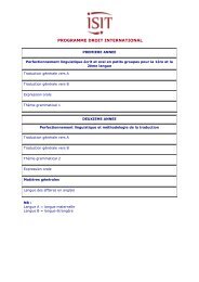 Programme des cours (PDF - Isit