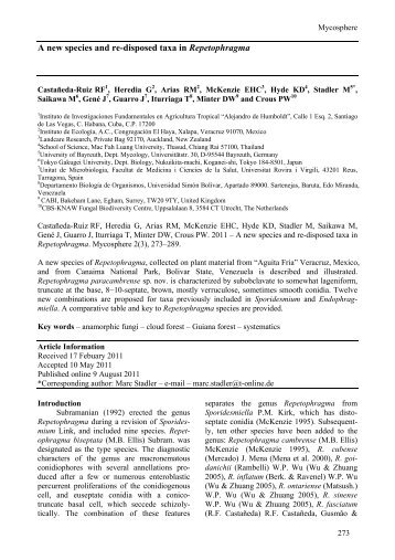 A new species and re-disposed taxa in Repetophragma - CBS