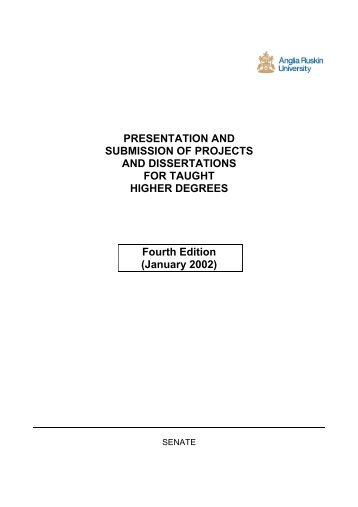 Presentation and Submission of Projects and Dissertations for ...