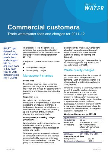Commercial customers - Sydney Water