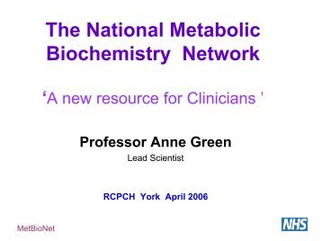 The National Metabolic Biochemistry Network - MetBio.Net