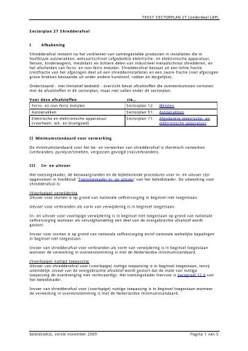Shredderafval - Landelijk afvalbeheerplan 2 (LAP2)