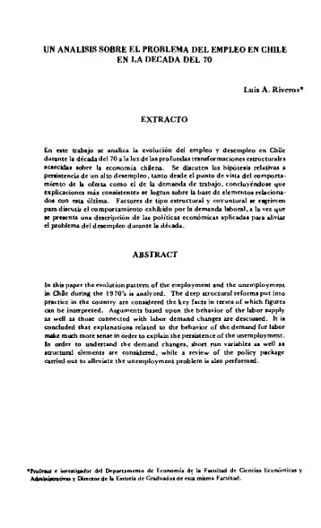 un analisis sobre el problema del empleo en chile en la decada del ...