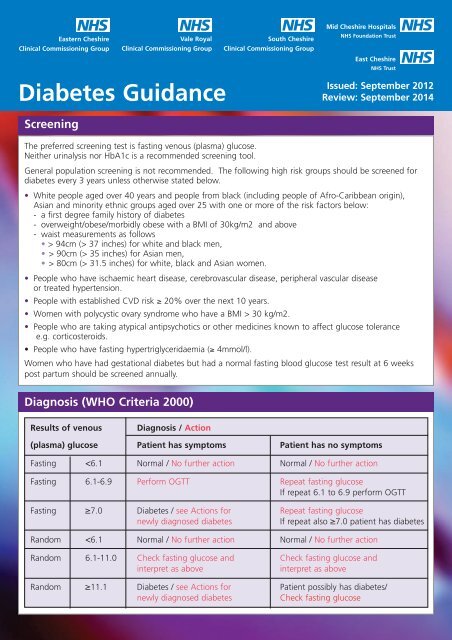 Diabetes guidance 1766.pdf - East Cheshire NHS Trust