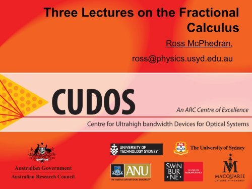 Lectures on Fractional Calculus - CARMA